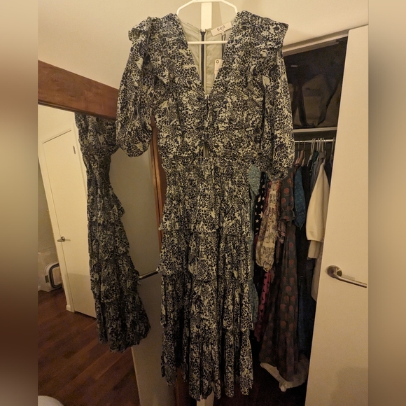 Sea NY Priya Tiered Dress Navy with Ruffles, M - Picture 7 of 7